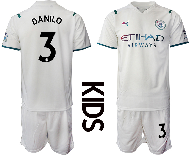 Youth 2021-2022 Club Manchester City away white #3 Soccer Jersey->youth soccer jersey->Youth Jersey